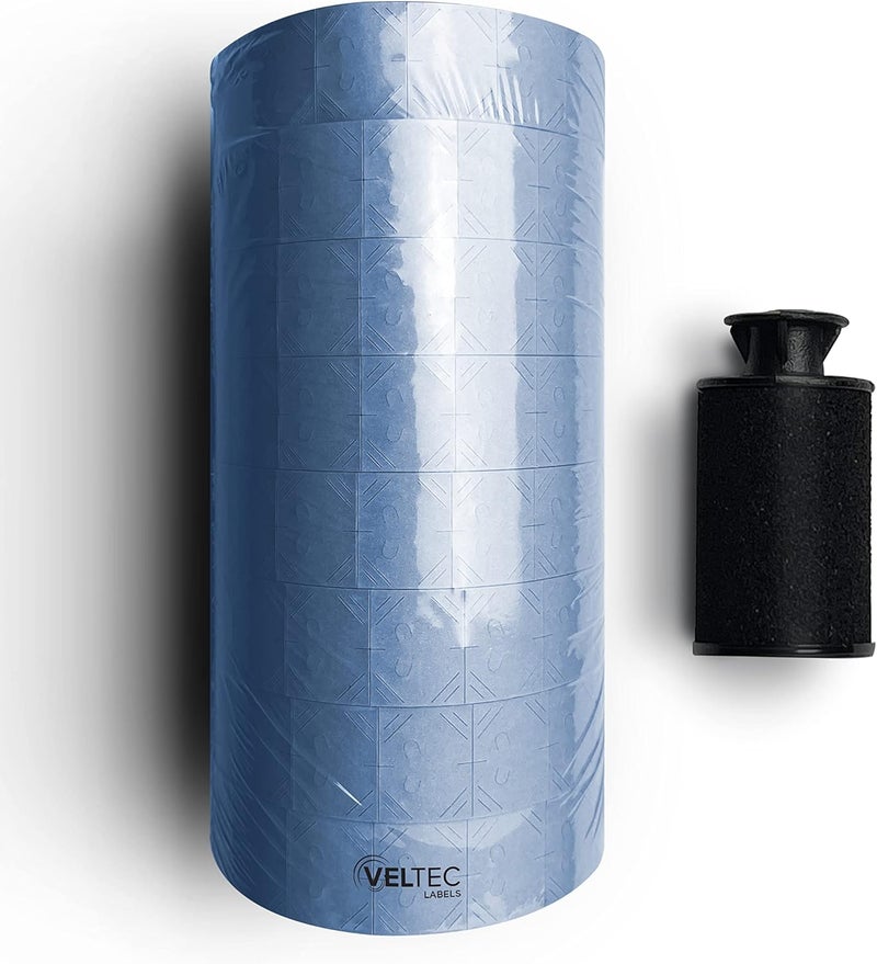 Veltec Pricing Labels for Monarch 1136 Labeler, 8 Rolls, 14,000 Two Line Labels, Ink Roller Included (Blue) - Image 3
